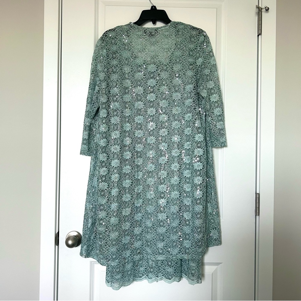 R&M Richards Lace and Sequin Two-Piece Jacket and Dress Set Mint - Picture 2 of 6